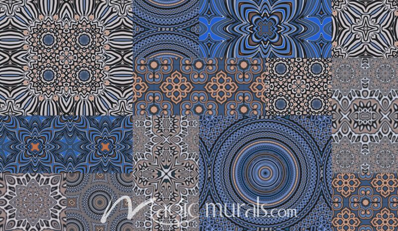 Haase Blue Retro Tiles Wallpaper Wall Mural