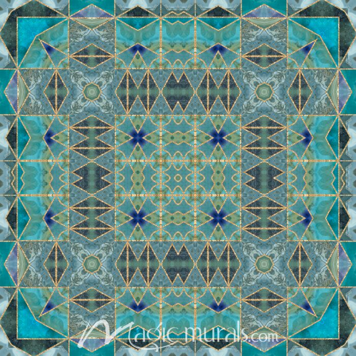 Haase Turquoise And Gold Tile Wallpaper Wall Mural