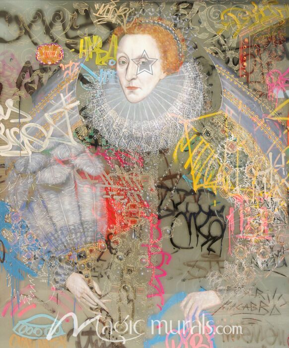 Elizabeth I Graffiti Wallpaper Wall Mural