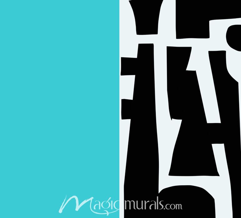 Aqua Black Color Block Wallpaper Wall Mural