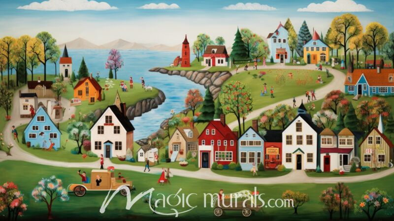 Happy Village 1 Wallpaper Wall Mural