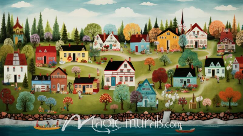 Happy Village 2 Wallpaper Wall Mural