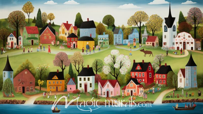 Happy Village 4 Wallpaper Wall Mural