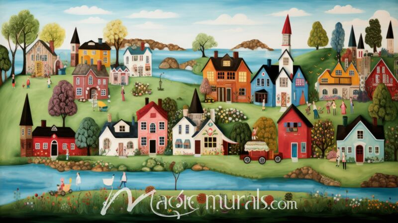 Happy Village 6 Wallpaper Wall Mural