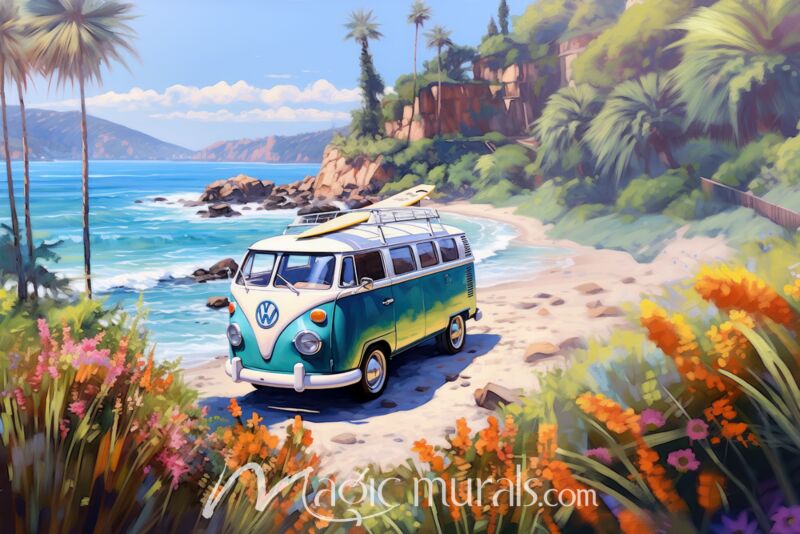 Blue Cove Van Life B Wallpaper Wall Mural