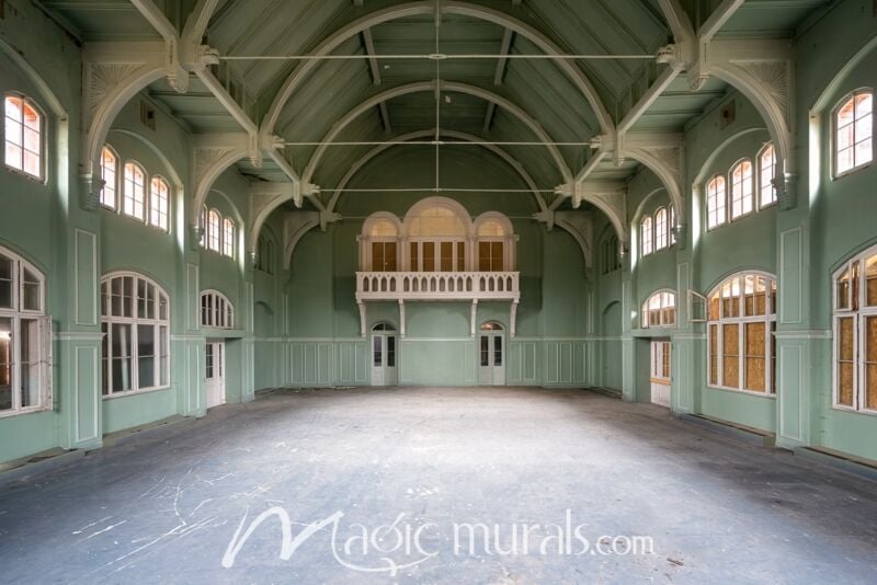 Vintage Green Gymnasium Wallpaper Wall Mural