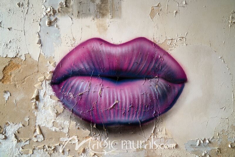 Graffiti Lips Wallpaper Wall Mural