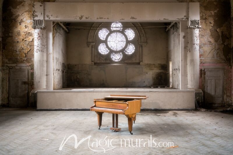 Piano Flower Wallpaper Wall Mural