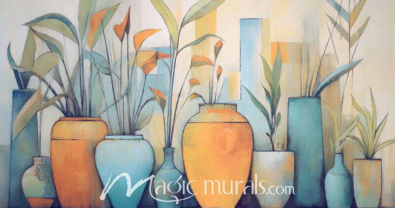 Tropical Pottery Wallpaper Wall Mural