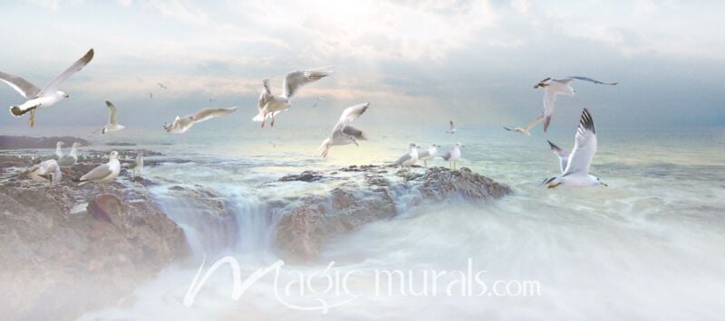 Coastal Living Seagulls Wallpaper Wall Mural