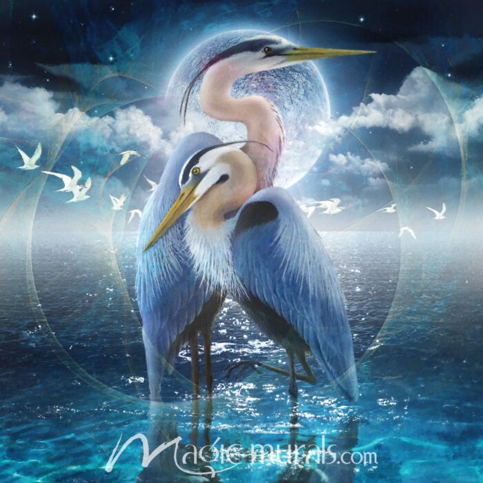 Celestial Egrets Two Wallpaper Wall Mural