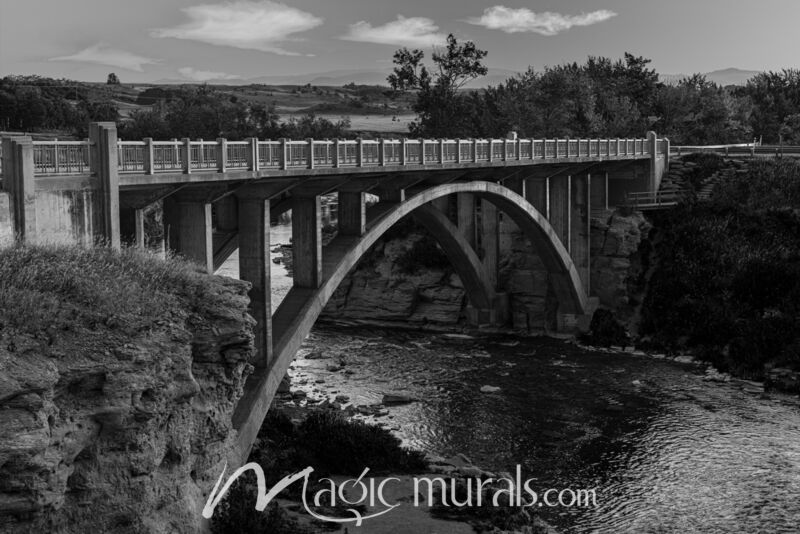 Lundbreck Falls Bridge BW 7624 Wallpaper Wall Mural