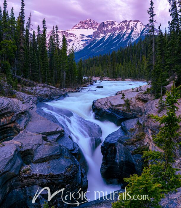 Mount Sarbach Mistaya River Falls 7626 Wallpaper Wall Mural