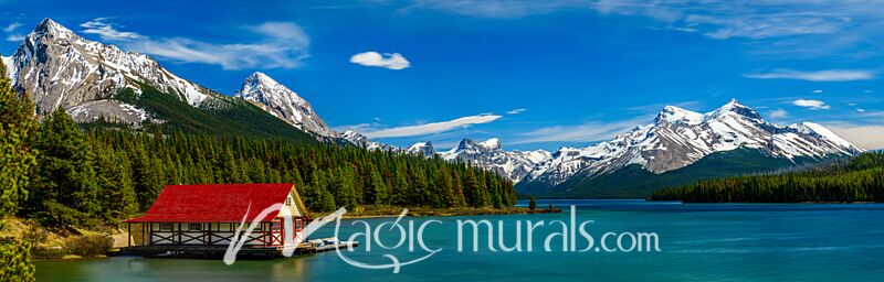 Maligne Lake Boathouse 7670 Wallpaper Wall Mural