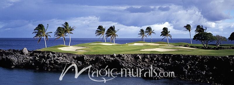 Seaside Hawaii Golf Wallpaper Wall Mural