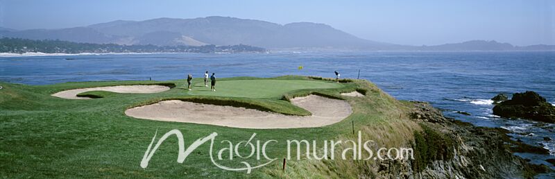 Pebble Beach Golfers Aerial View Wallpaper Wall Mural