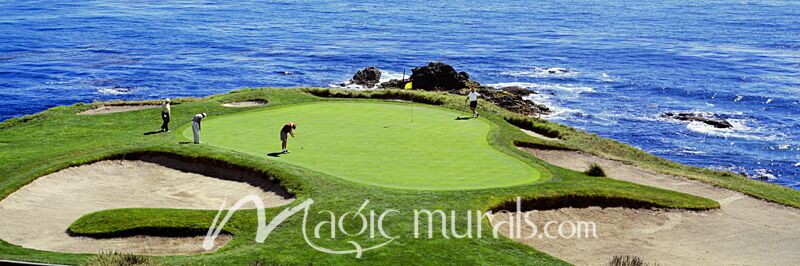 Golfers at Pebble Beach Wallpaper Wall Mural