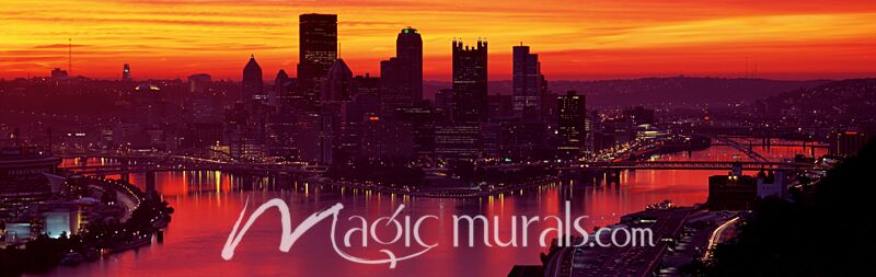 Three Rivers Pittsburgh Dawn 8951 Wallpaper Wall Mural